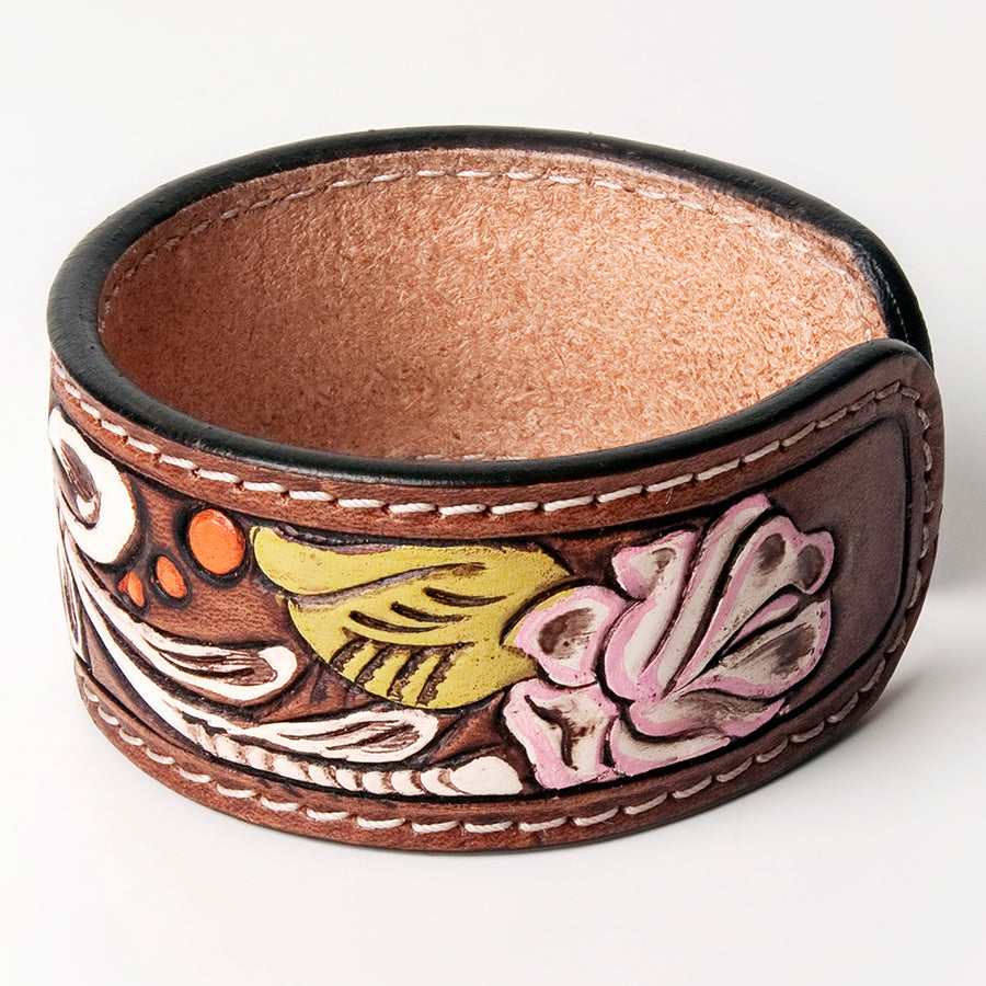 American Darling Bracelet Hand Tooled Carved Genuine Leather Women | Handmade Western Rustic