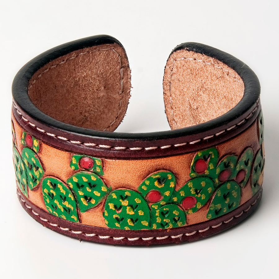 American Darling ADBRF162 Hand tooled carved Genuine Leather Bracelet by Hilason – Cowboy and equestrian accessories