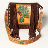 American Darling Messenger Hand Tooled Hair On Genuine Leather Western Women Bag Handbag Purse | Cute