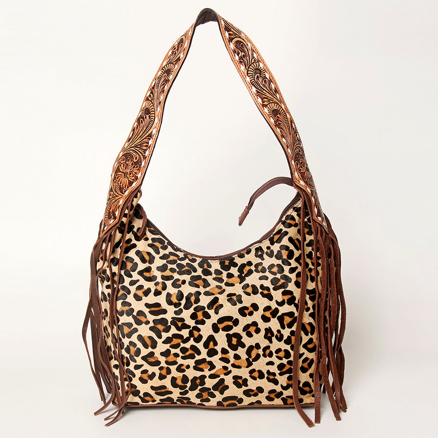 American Darling Hand Tooled Genuine Leather Hobo Bag for Women Vegetable-Tanned Full Grain Leather Purse with Fringes