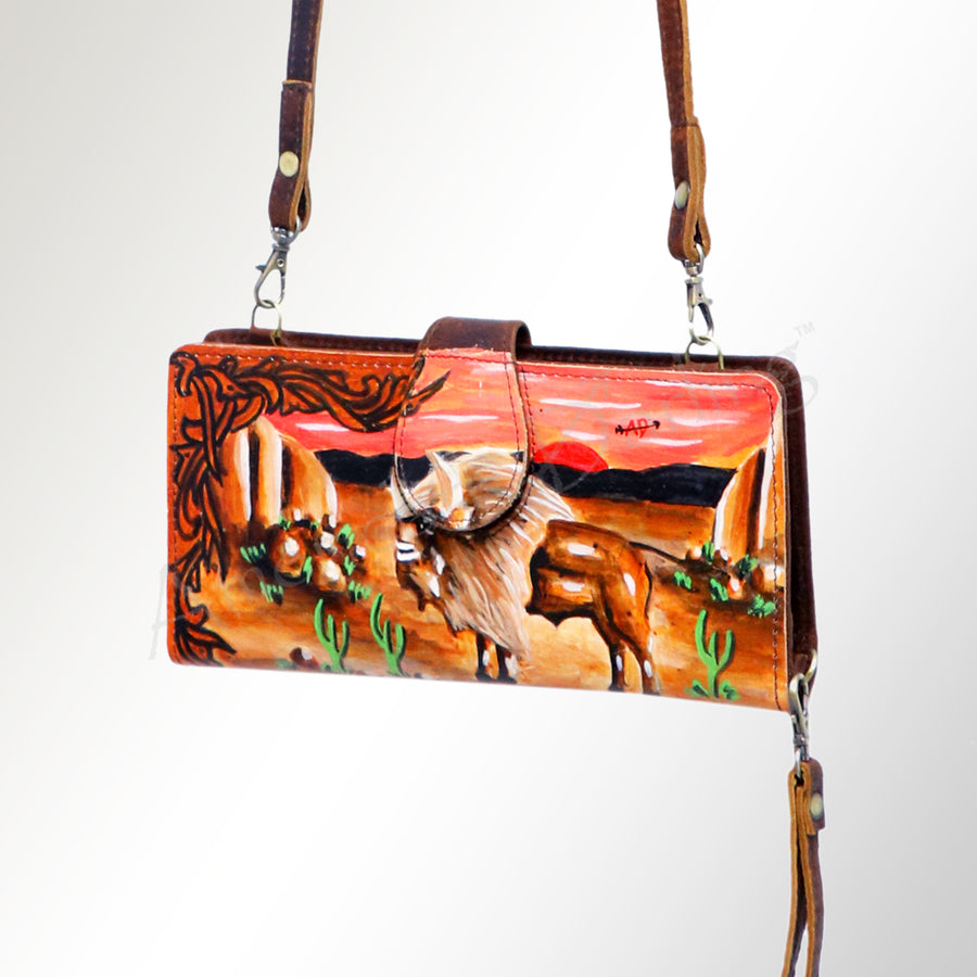 American Darling Wallet Full Grain Genuine Leather Western Women Bag | Handbag Purse Wristlet Travel Clutch - Uhorse