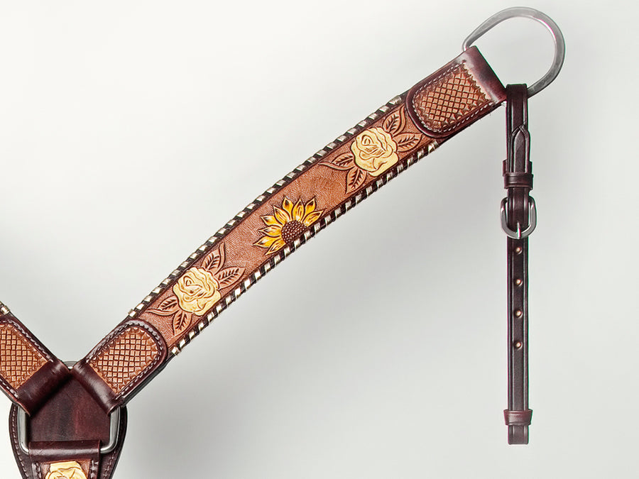 AMERICAN DARLING Western Horse Headstall Breast Collar Set Leather
