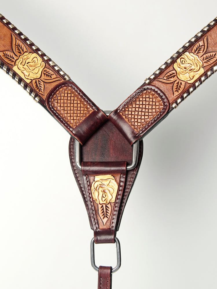 AMERICAN DARLING Western Horse Headstall Breast Collar Set Leather