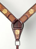 AMERICAN DARLING Western Horse Headstall Breast Collar Set Leather