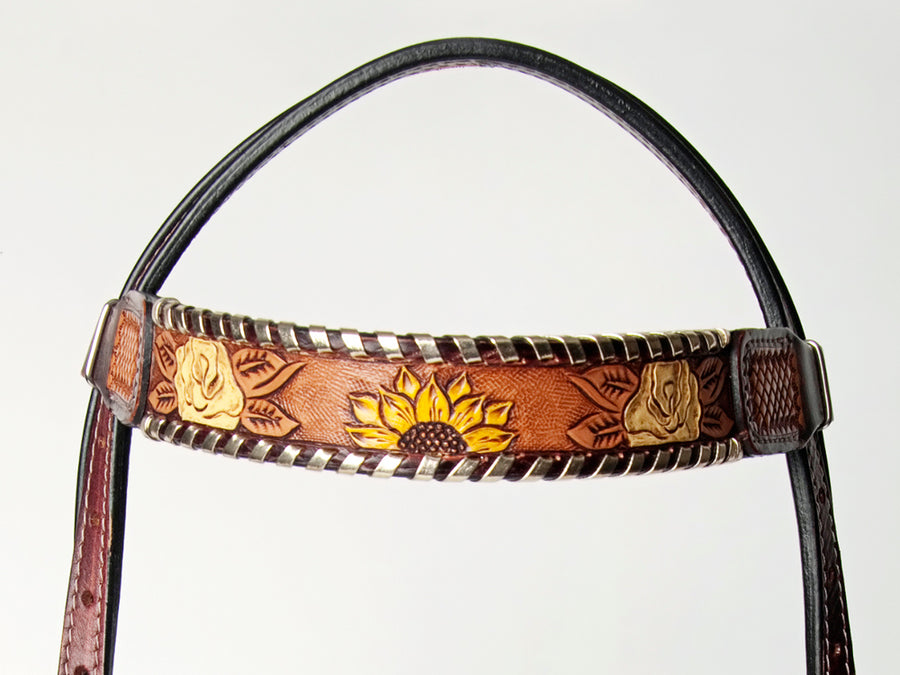 AMERICAN DARLING Western Horse Headstall Breast Collar Set Leather