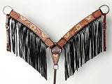AMERICAN DARLING Western Horse Headstall Breast Collar Set Leather