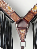 AMERICAN DARLING Western Horse Headstall Breast Collar Set Leather