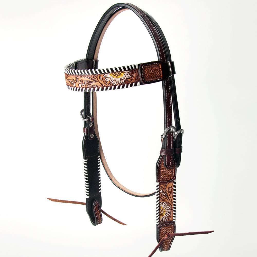 AMERICAN DARLING Western Horse Headstall Breast Collar Set Leather