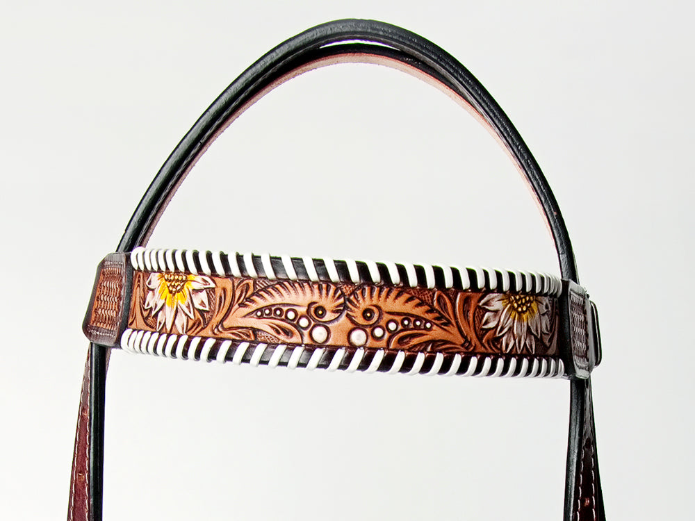 AMERICAN DARLING Western Horse Headstall Breast Collar Set Leather