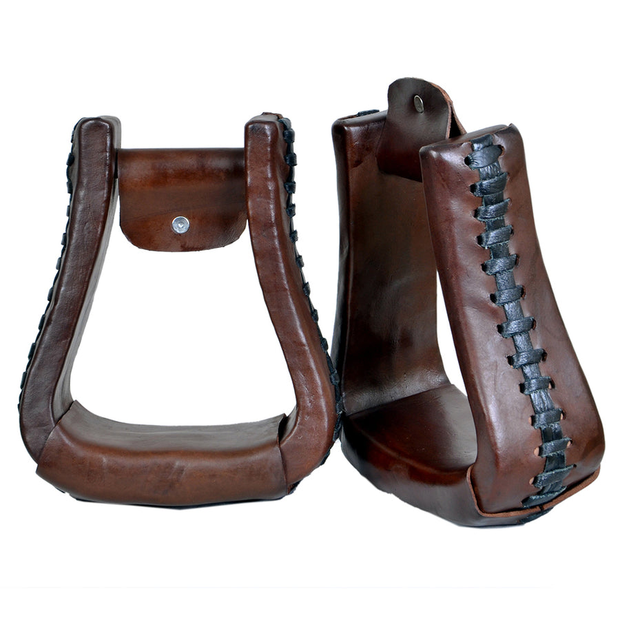 HILASON Horse Western Saddle Leather Stirrups Pair | for Barrel Racing Horses