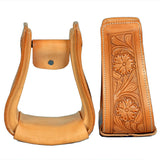 Horse Western Saddle Stirrup Leather Floral Stirrups Pair Hilason