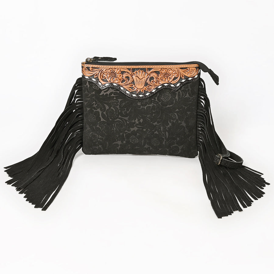 American Darling Western Small Crossbody Bag – Genuine Hair-On Cowhide Leather with Fringes, Adjustable Strap, Handcrafted in Texas