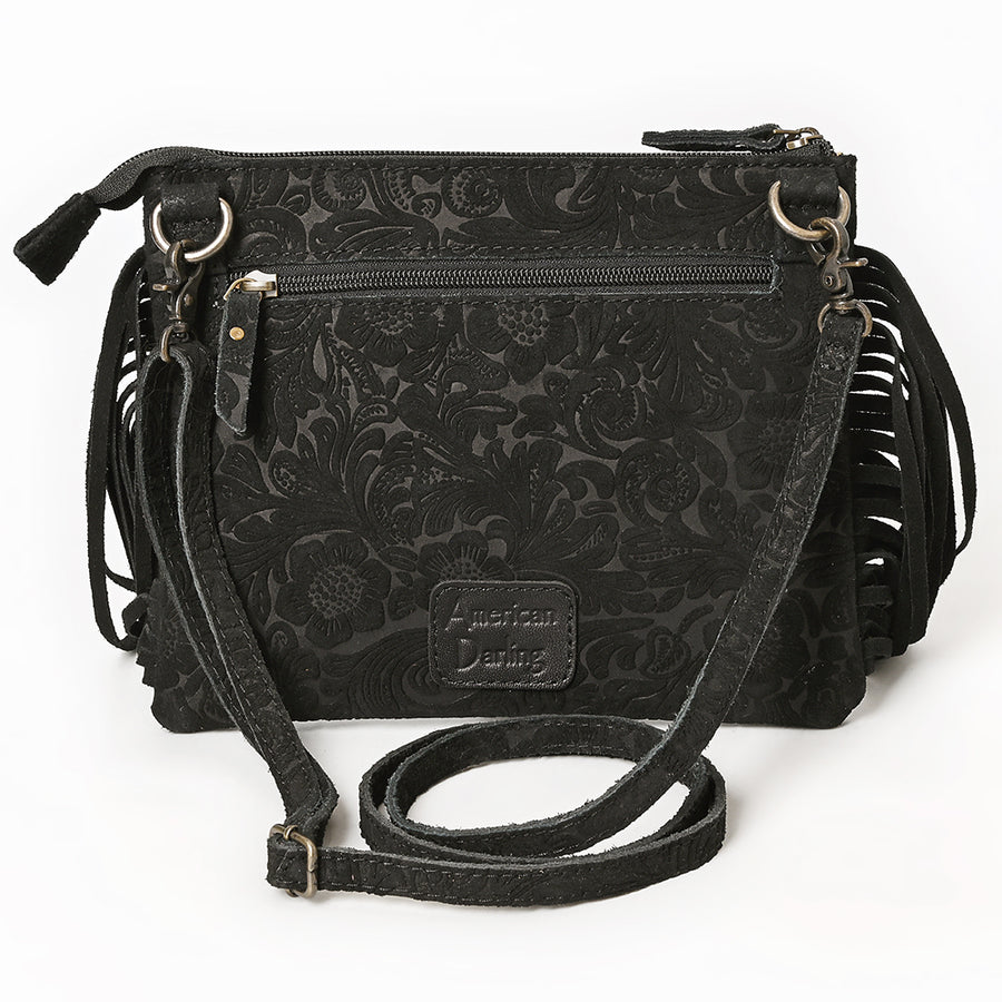 American Darling Western Small Crossbody Bag – Genuine Hair-On Cowhide Leather with Fringes, Adjustable Strap, Handcrafted in Texas
