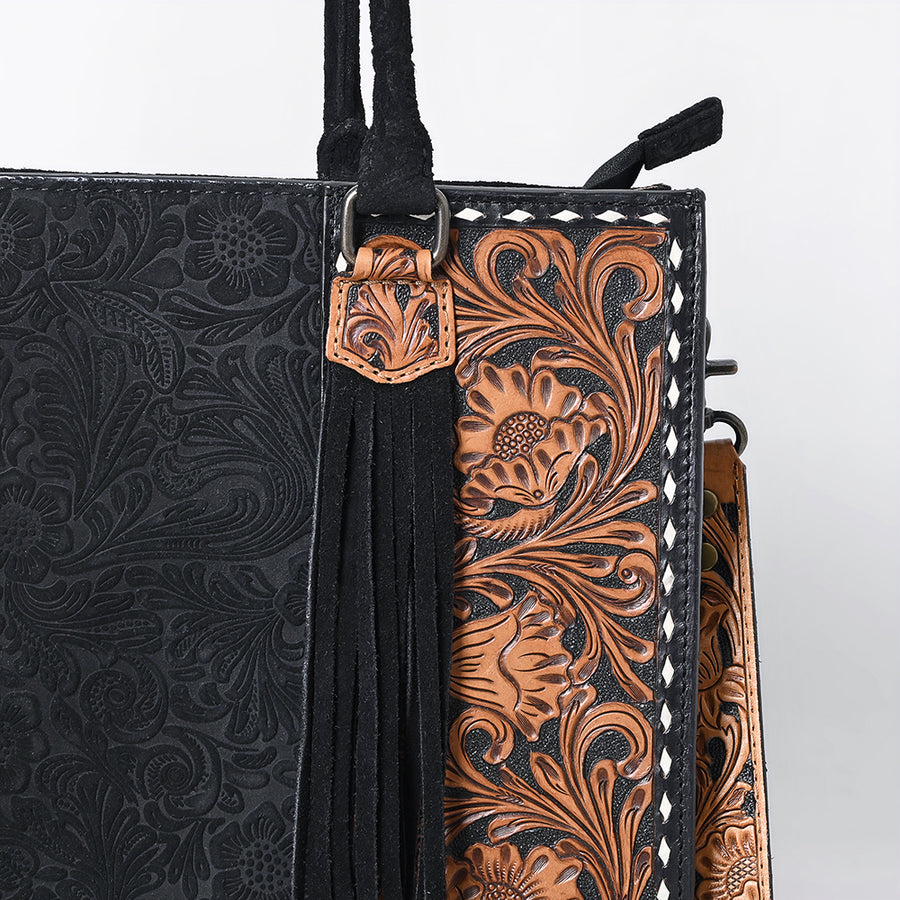 American Darling Briefcase Hand Tooled Hair On Genuine Leather Western Women Bag Handbag | for Cute Laptop