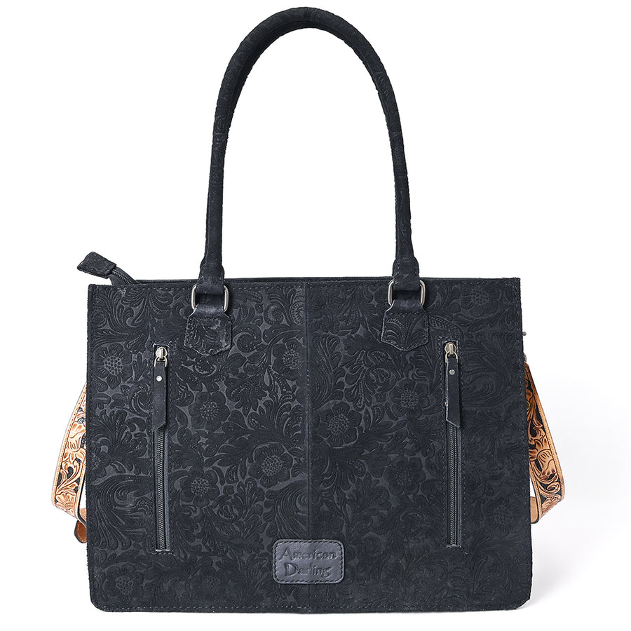 American Darling Briefcase Hand Tooled Hair On Genuine Leather Western Women Bag Handbag | for Cute Laptop