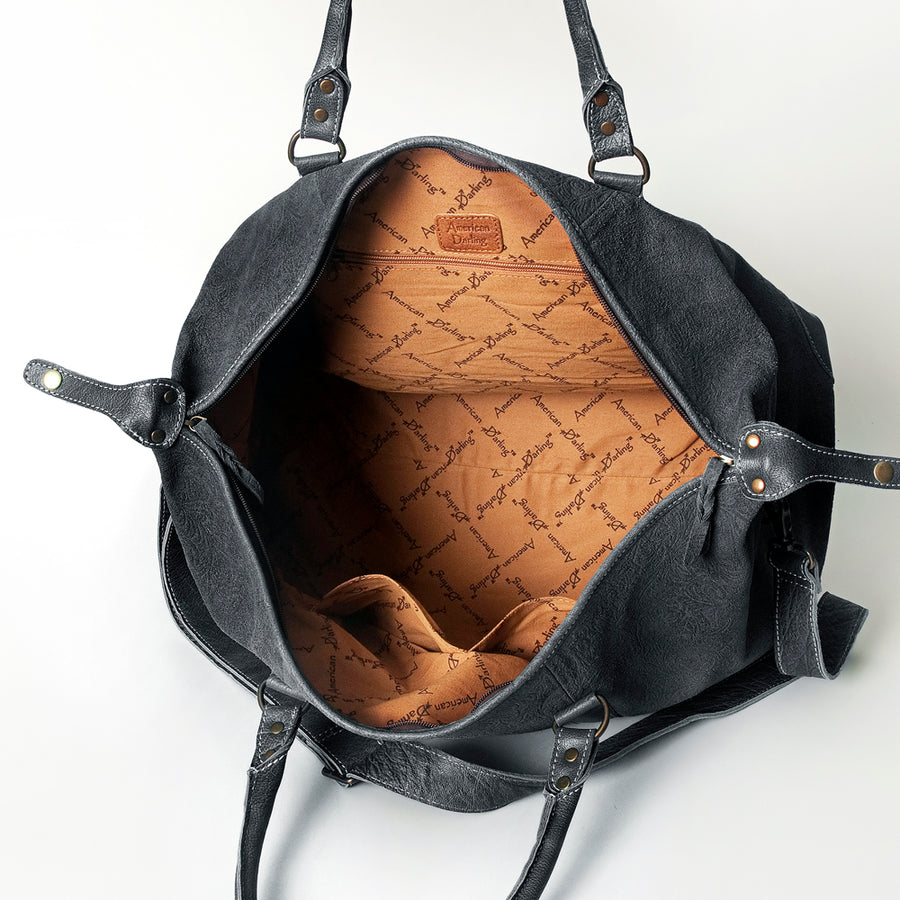 American Darling Duffel Bag, Damascus Genuine Leather Western Weekender, Full Grain Vegetable Tanned Travel Bag, 12x20x10in