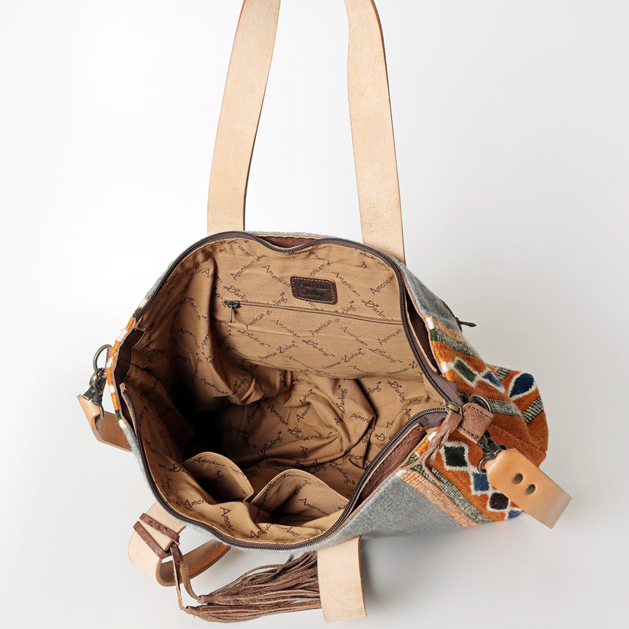 American Darling Tote Bag Hand Woven Saddle Blanket Genuine Leather Western Purse Large Shoulder Bag with YKK Zipper
