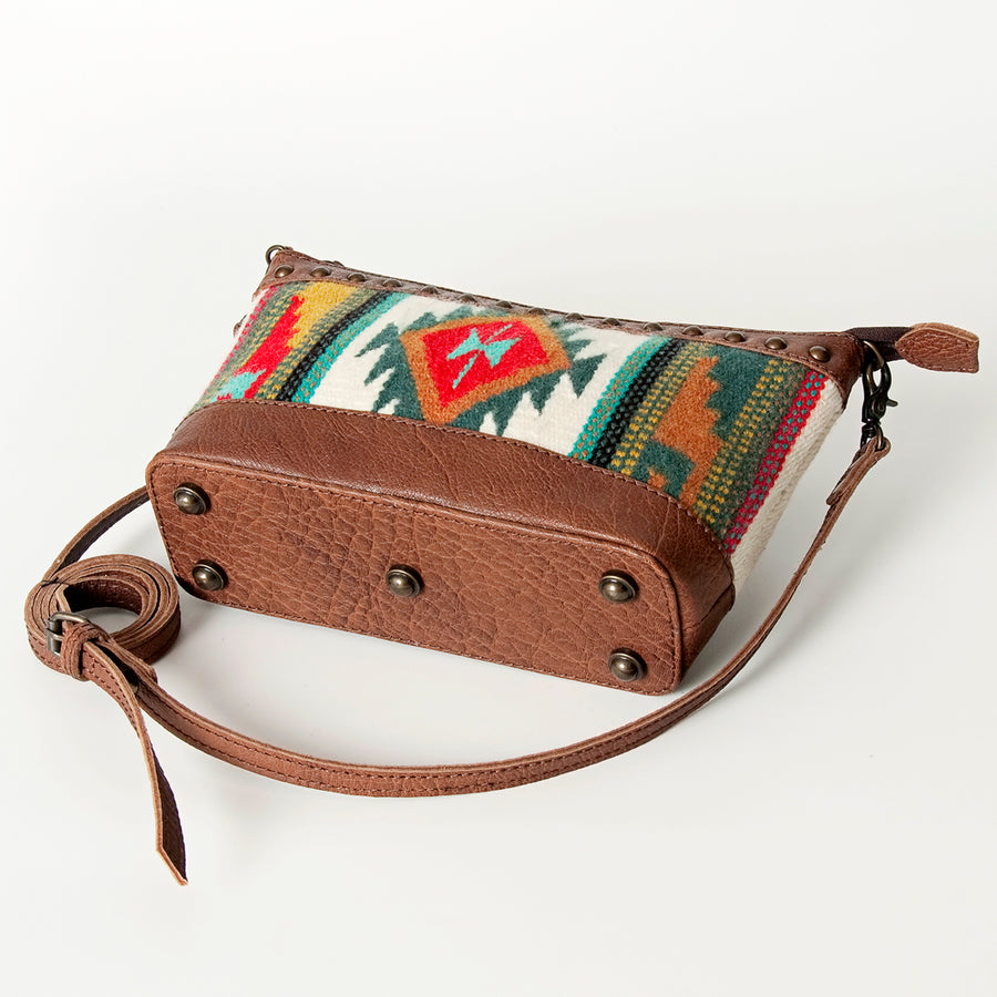 American Darling Cross body Bag for Women, Premium Vegetable-Tanned Full Grain Leather, Hand Woven Saddle Blanket & YKK Zipper
