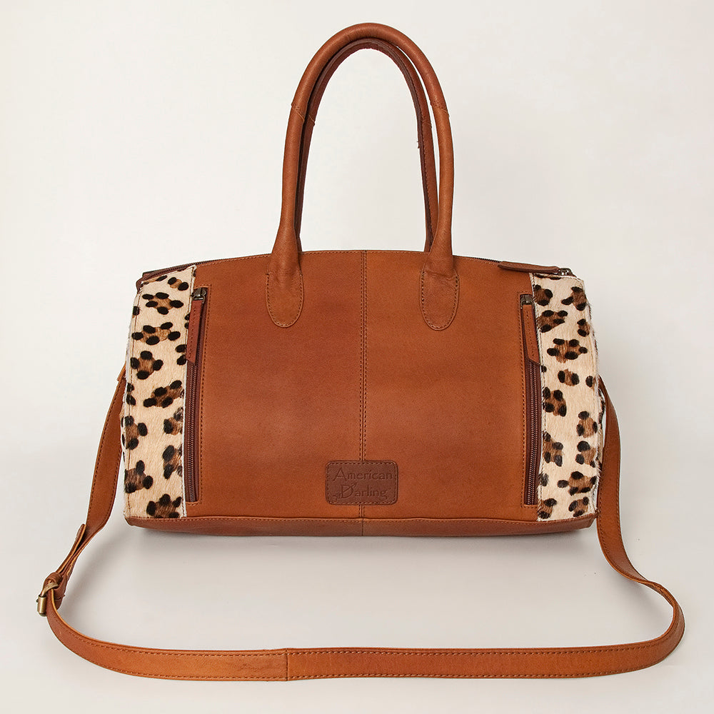 American Darling Duffel Hand Tooled Hair on Genuine Leather Western Women Bag | Handbag Duffle Weekend Travel Bags
