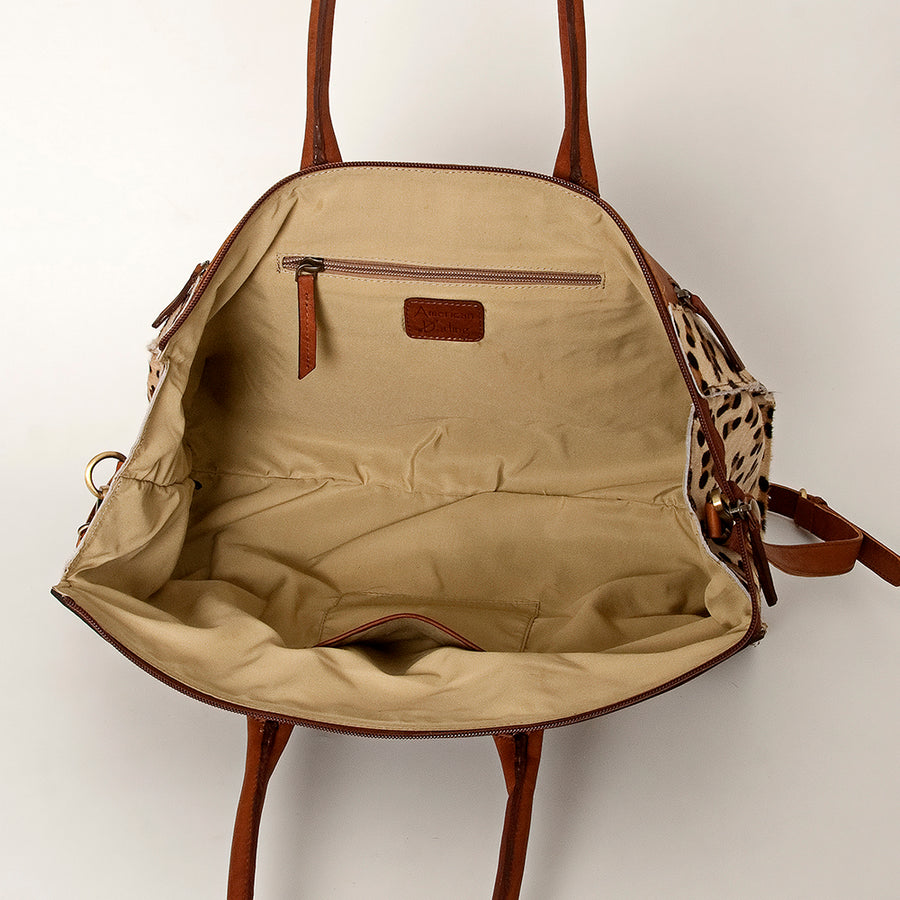 American Darling Hobo Bag Hand Tooled Floral Carved Hair-On Cowhide Genuine Vegetable Tanned Leather 9in X 14in X 4in