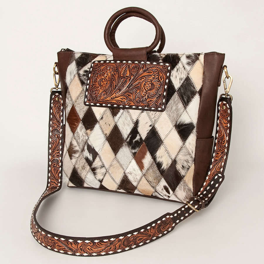 American Darling Tote Hand Tooled Hair On Genuine Leather Western Women Bag Handbag Purse | Travel Bags College - Uhorse