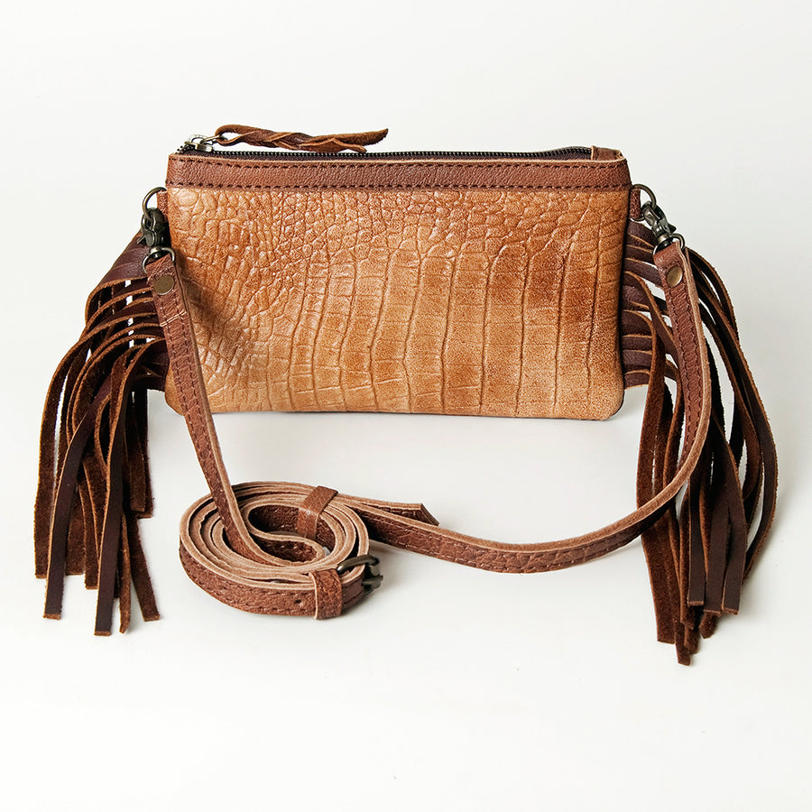 Ameran Darling Women's Crossbody Bag Western Crocodile Embossed Full Grain Genuine Leather Handbag and Ladies Purse