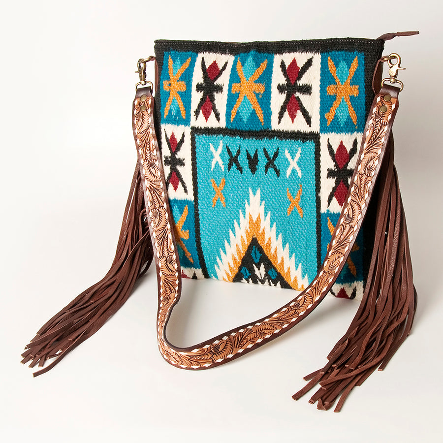 American Darling Saddle Blanket Large Cross body Bag Leather Fringe - Uhorse