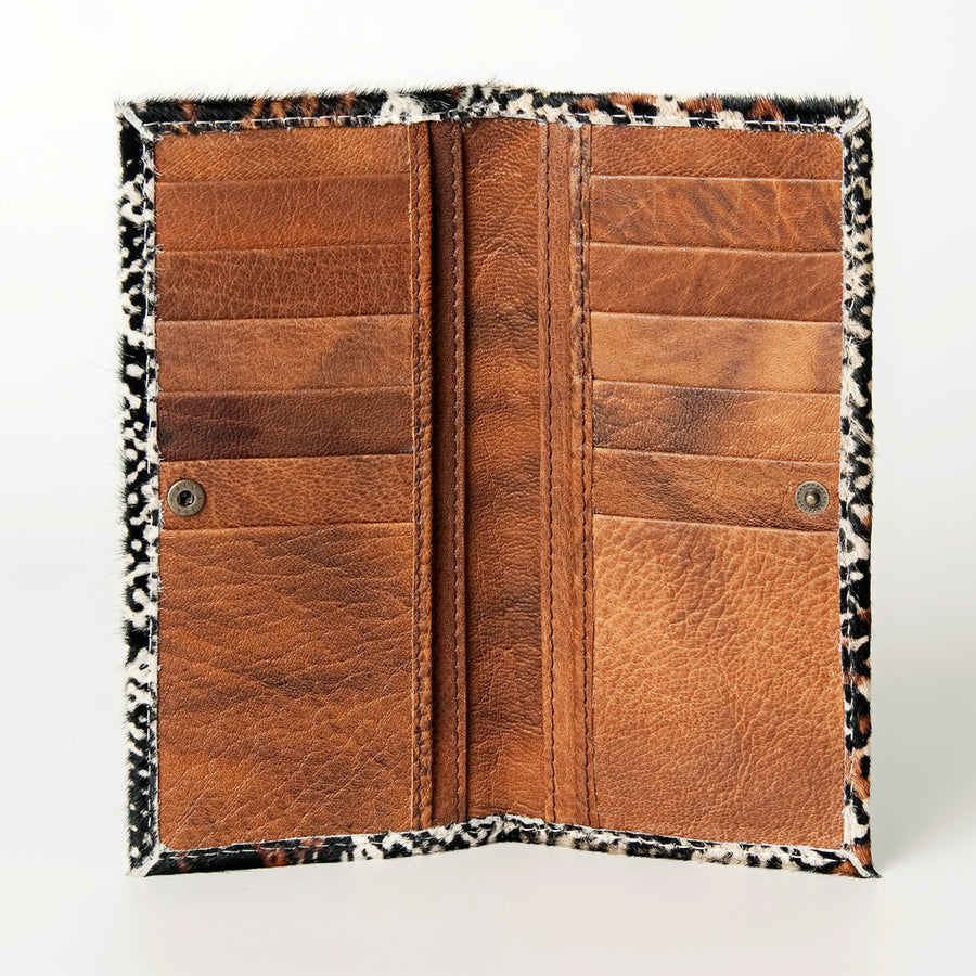 American Darling Wallet Bag, Genuine Hair-On Cowhide, Vegetable-Tanned Full Grain Leather, Western Style Slim Travel Wallet