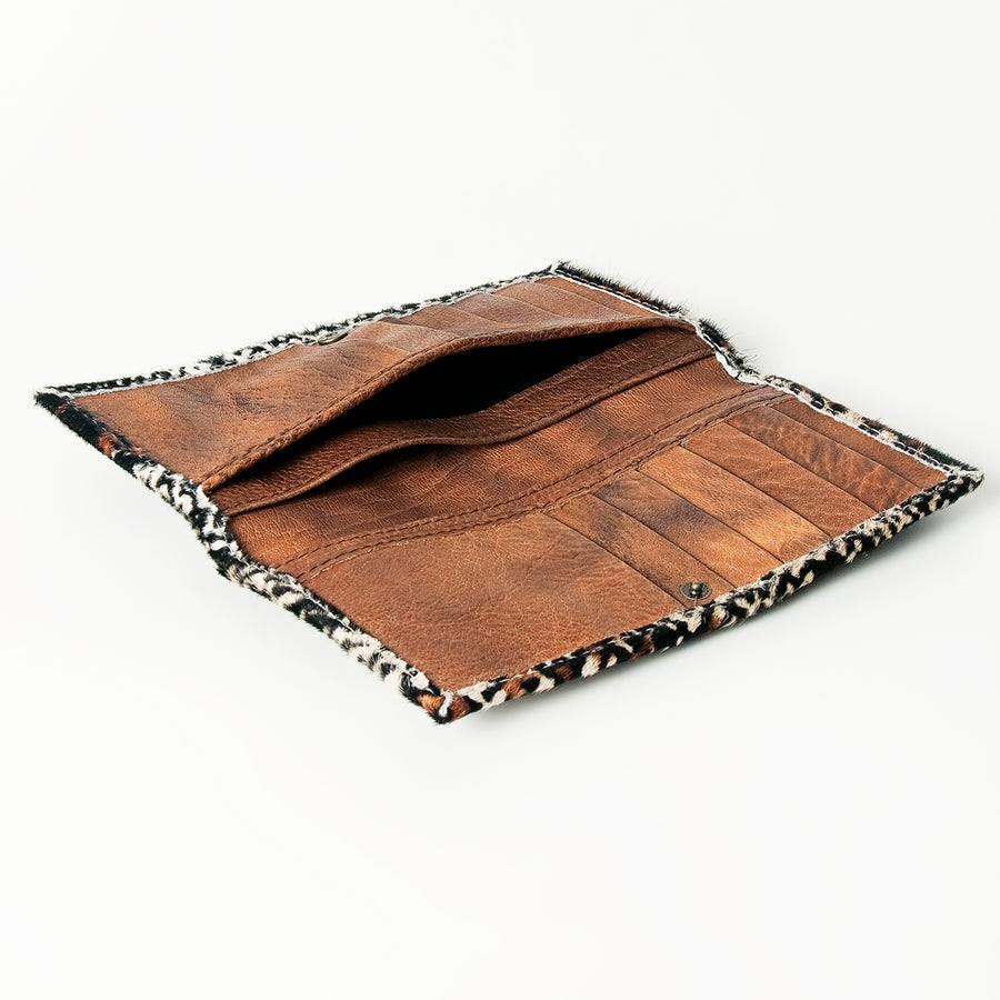American Darling Wallet Bag, Genuine Hair-On Cowhide, Vegetable-Tanned Full Grain Leather, Western Style Slim Travel Wallet