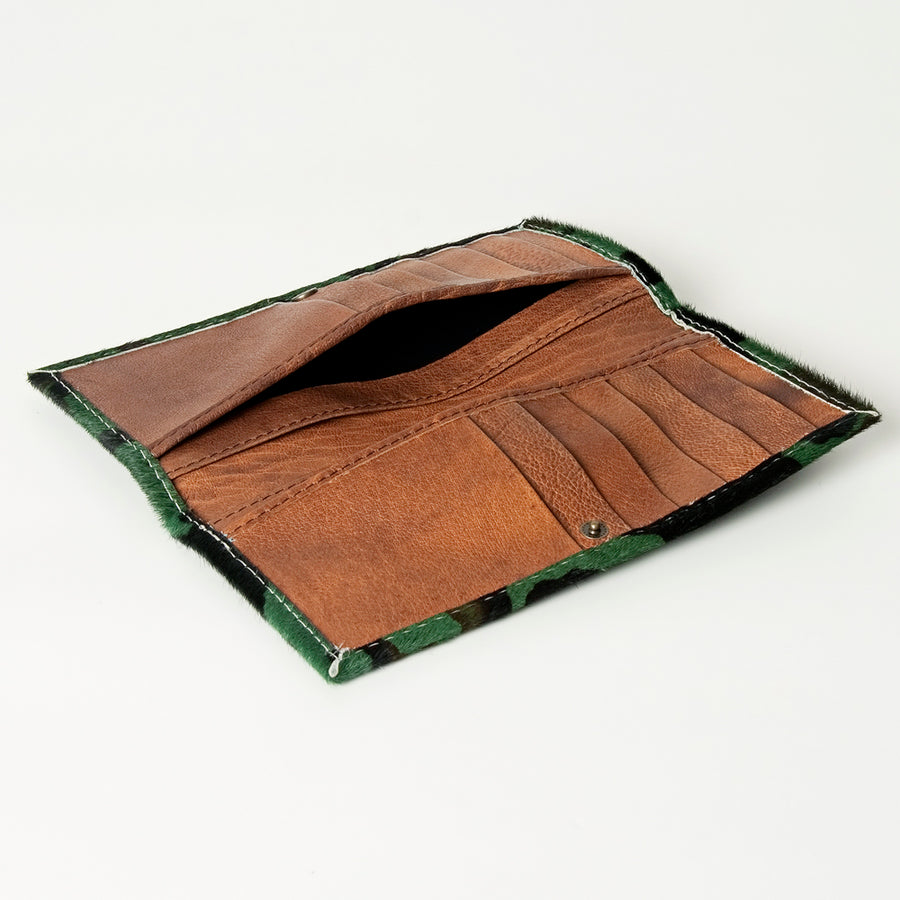 American Darling Wallet Bag, Genuine Hair-On Cowhide, Vegetable-Tanned Full Grain Leather, Western Style Slim Travel Wallet