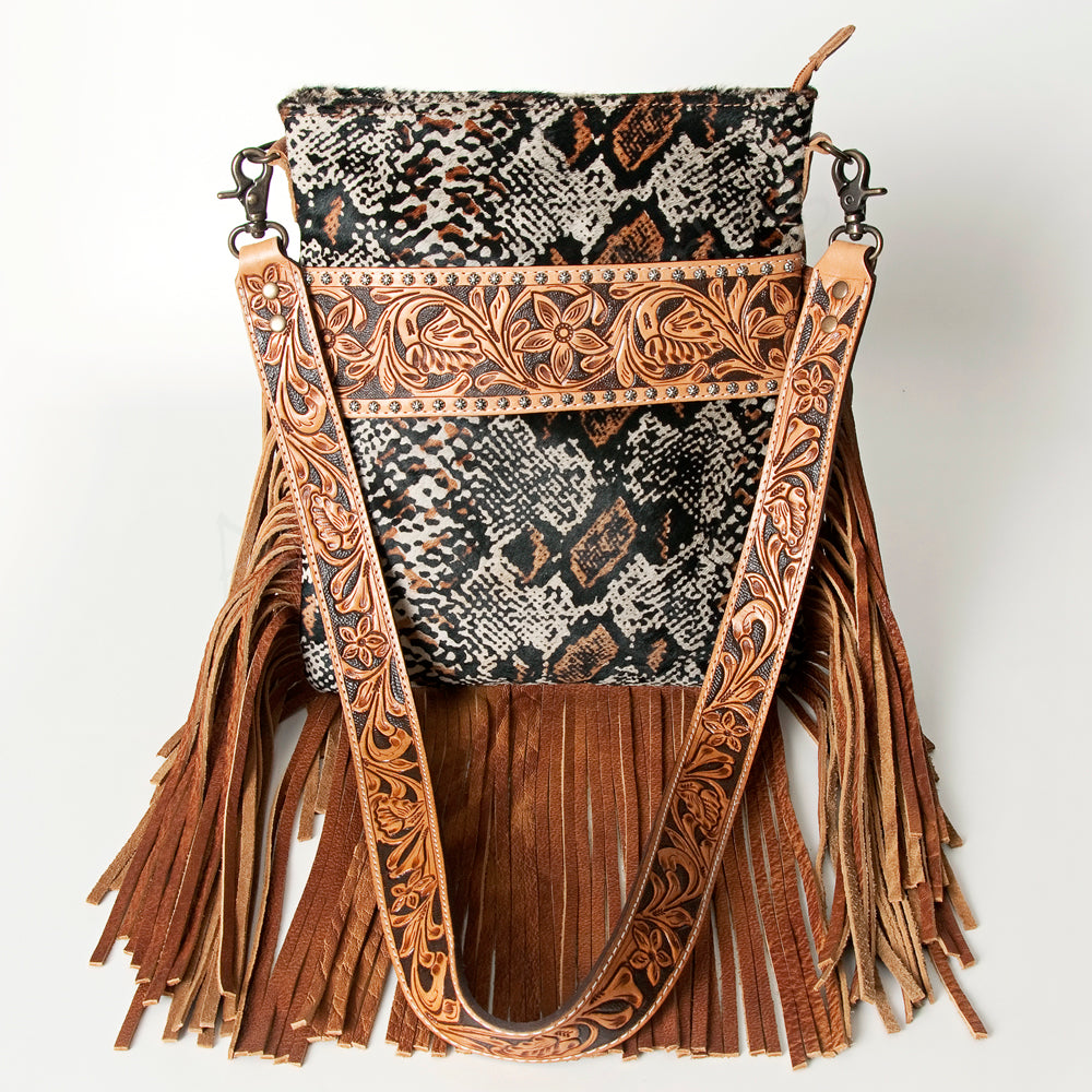 American Darling ADBGS192X Messenger Hand Tooled Hair On Genuine Leather women bag western handbag purse