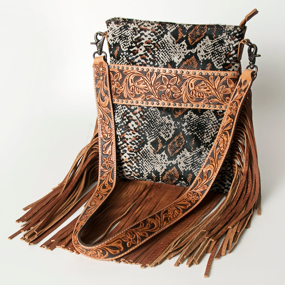 American Darling ADBGS192X Messenger Hand Tooled Hair On Genuine Leather women bag western handbag purse