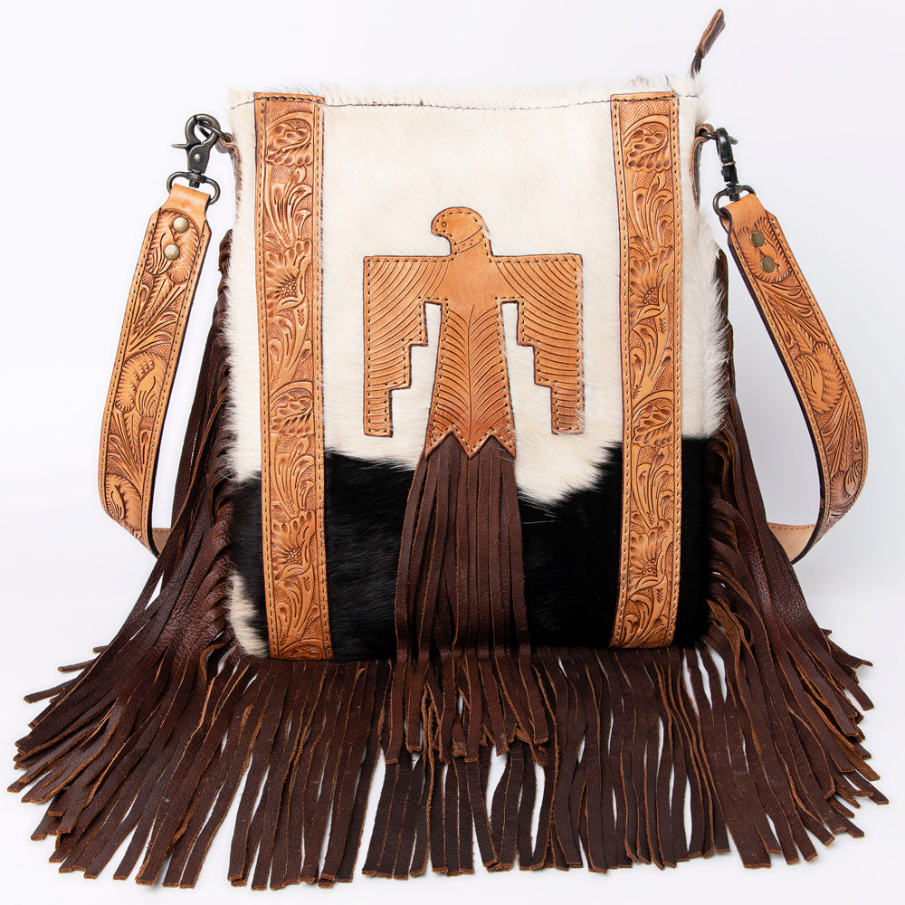 ADBGS192TB American Darling Hand Tooled Hair On Genuine Leather Women Bag Western Handbag Purse