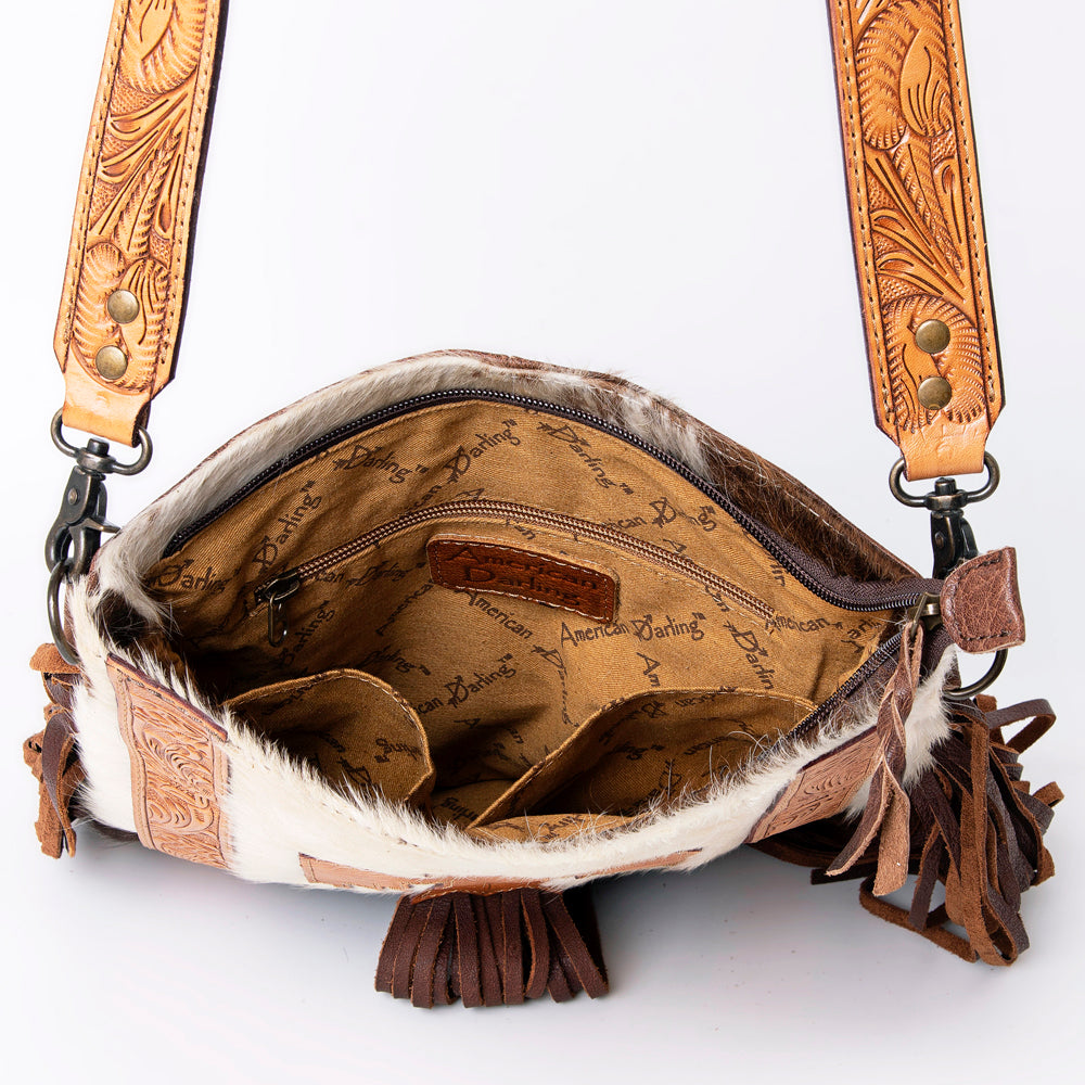 ADBGS192TB American Darling Hand Tooled Hair On Genuine Leather Women Bag Western Handbag Purse