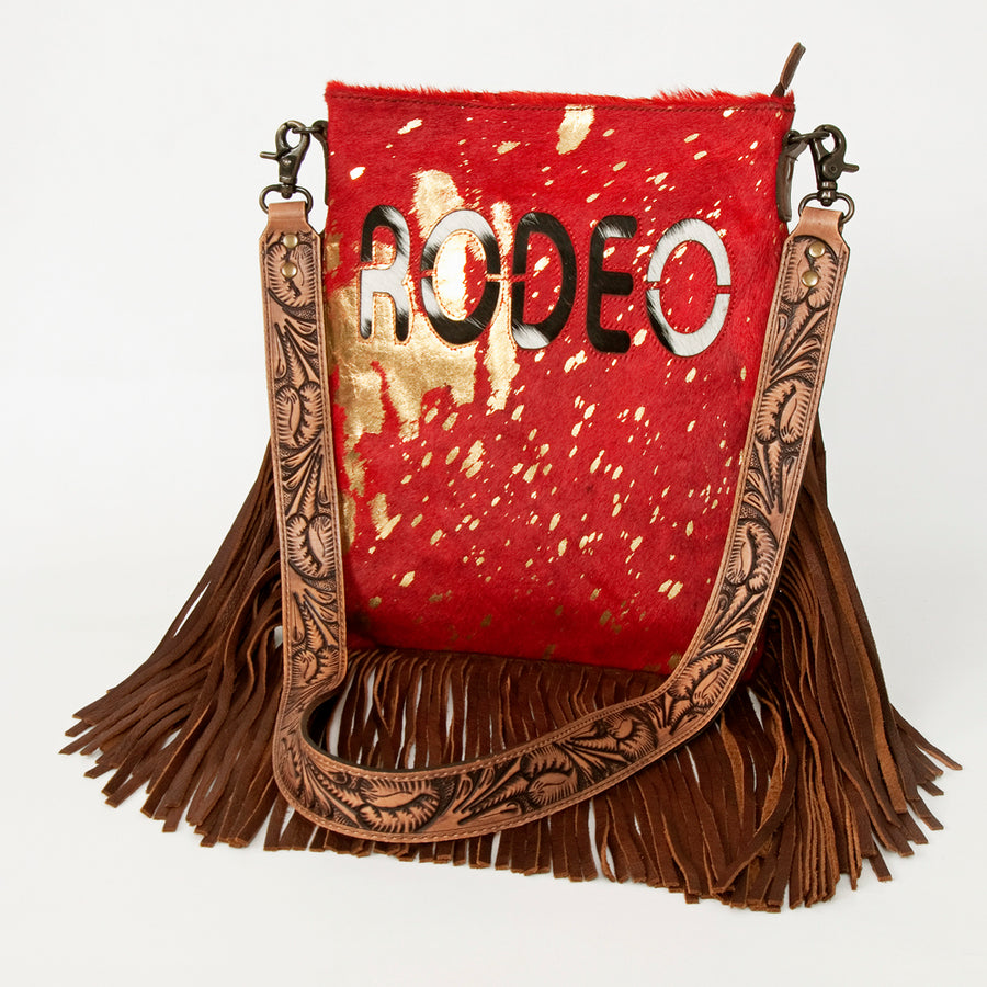 American Darling Large Crossbody Hand Tooled Hair On Genuine Leather Western Women Bag Handbag Purse | Cute - Uhorse