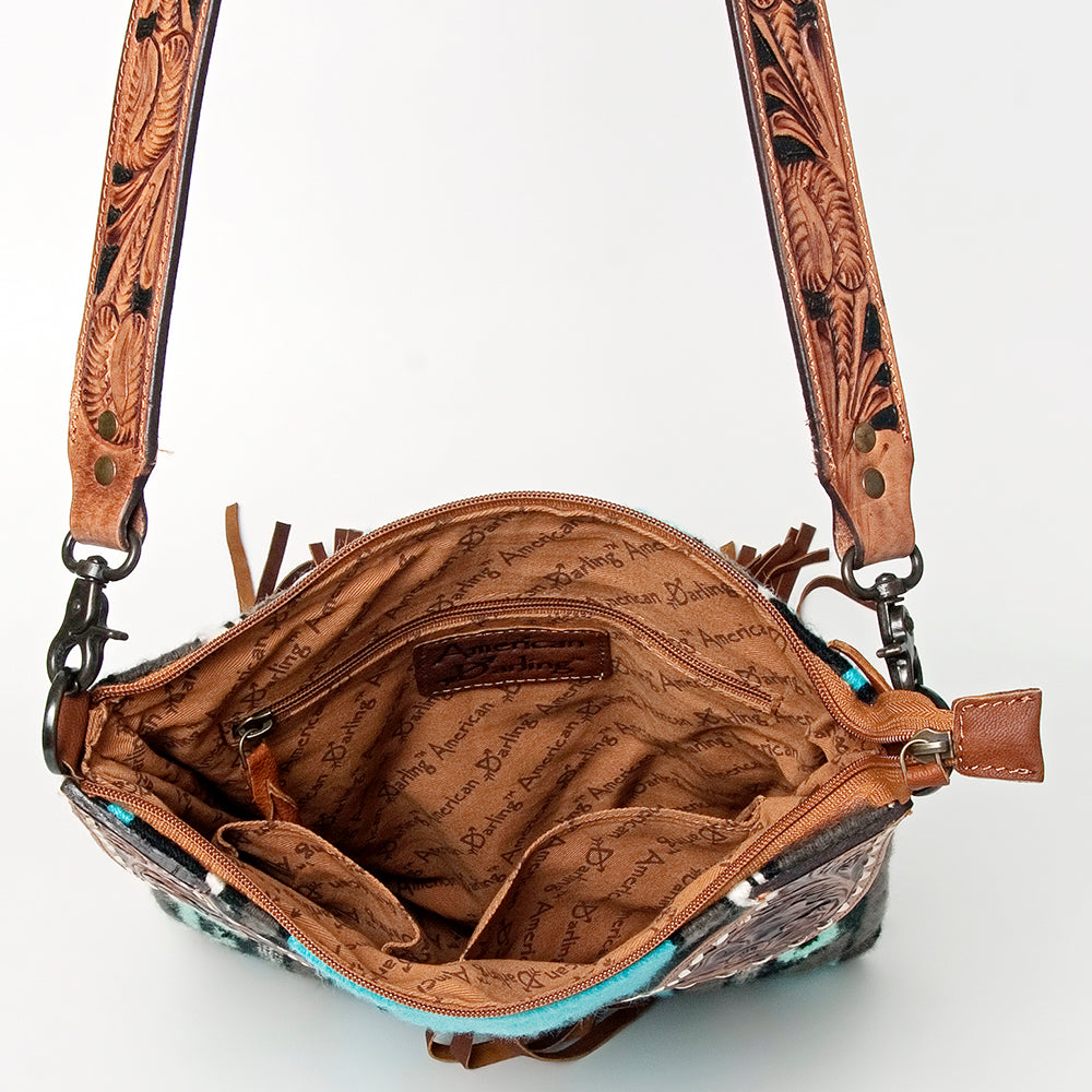 American Darling Large Crossbody Hand Tooled Saddle Blanket Genuine Leather Western Women Bag Handbag Purse | for Cute