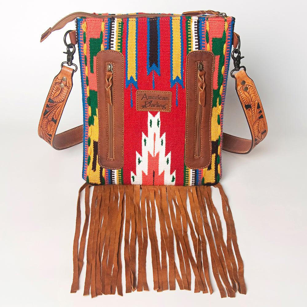 American Darling Large Crossbody Hand Tooled Saddle Blanket Genuine Leather Western Women Bag Handbag Purse | for Cute