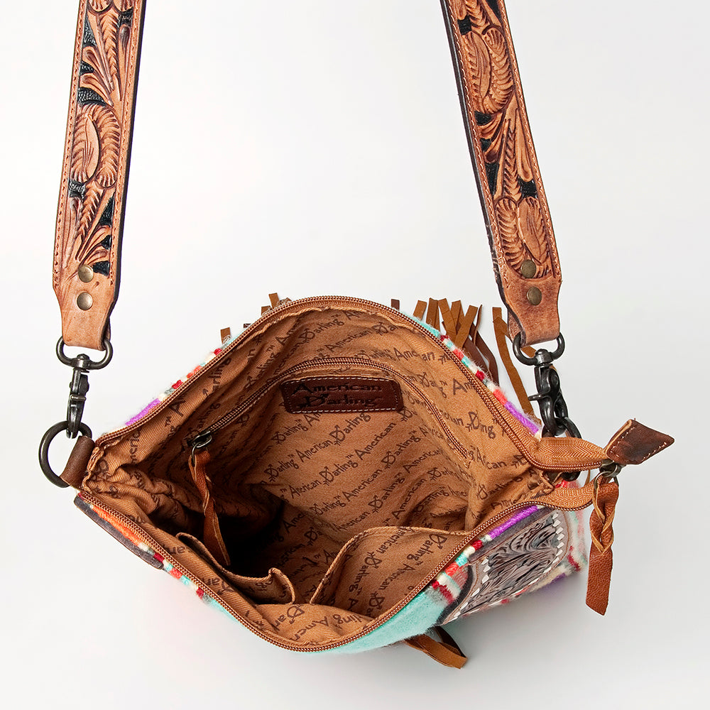 American Darling Large Crossbody Hand Tooled Saddle Blanket Genuine Leather Western Women Bag Handbag Purse | for Cute