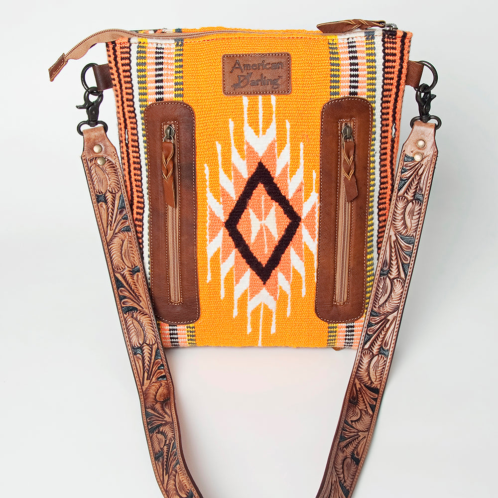 American Darling Large Crossbody Hand Tooled Saddle Blanket Genuine Leather Western Women Bag Handbag Purse | for Cute