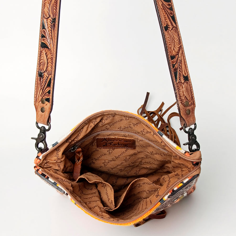 American Darling Large Crossbody Hand Tooled Saddle Blanket Genuine Leather Western Women Bag Handbag Purse | for Cute