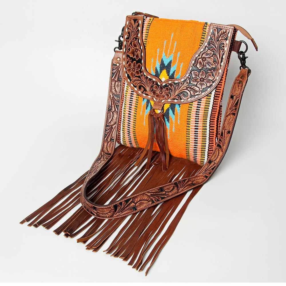 American Darling Large Crossbody Hand Tooled Saddle Blanket Genuine Leather Western Women Bag Handbag Purse | for Cute