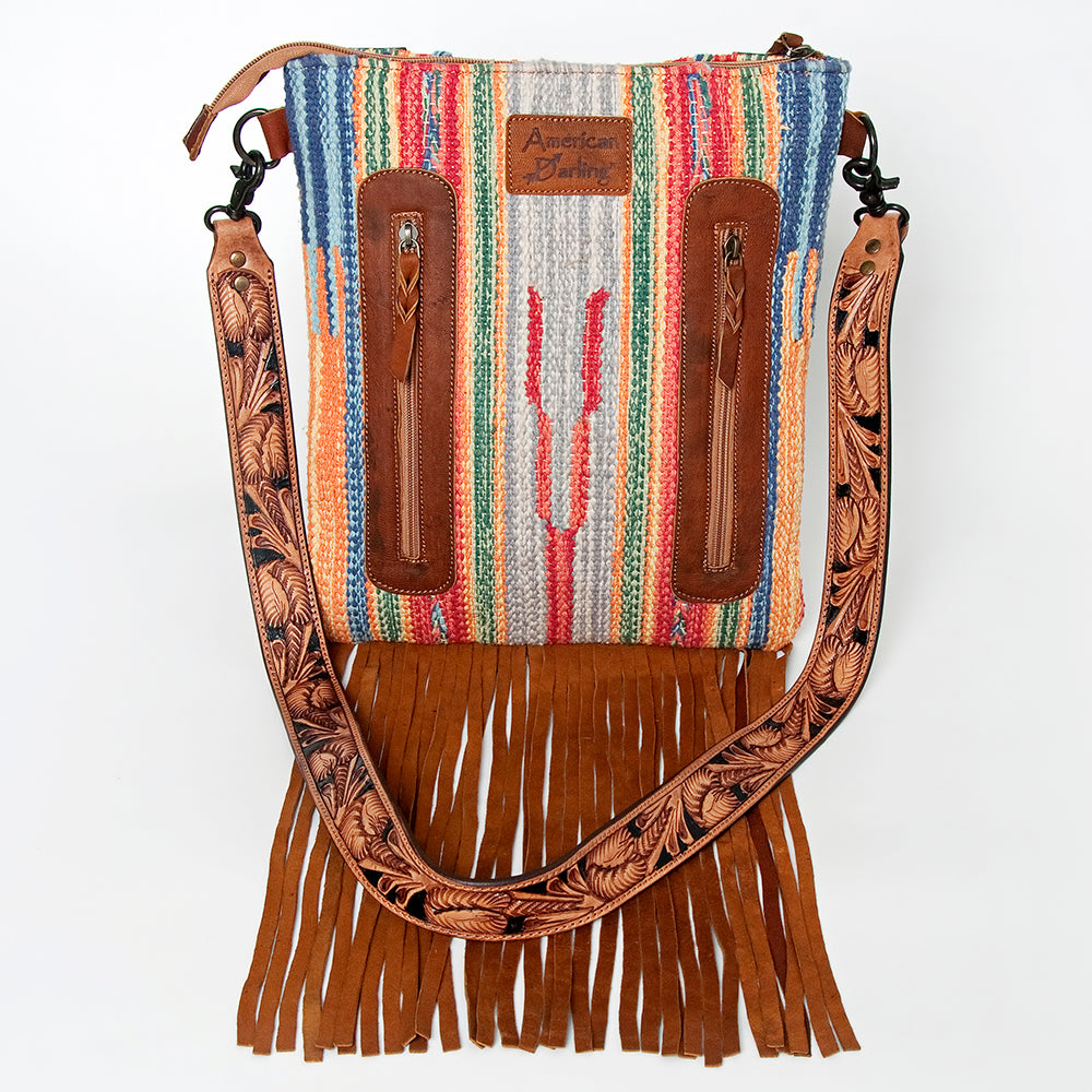 American Darling Large Crossbody Hand Tooled Saddle Blanket Genuine Leather Western Women Bag Handbag Purse | for Cute