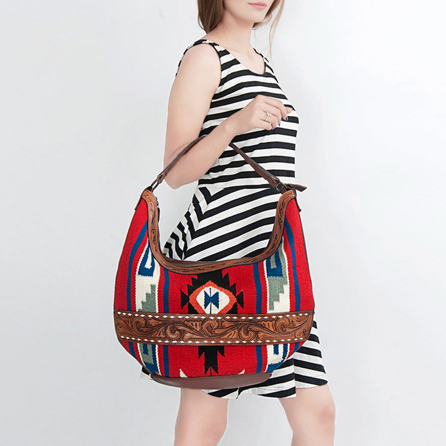 American Darling Hobo Hand Tooled Saddle Blanket Genuine Leather Western Women Bag | Handbag Purse Bags for Cute