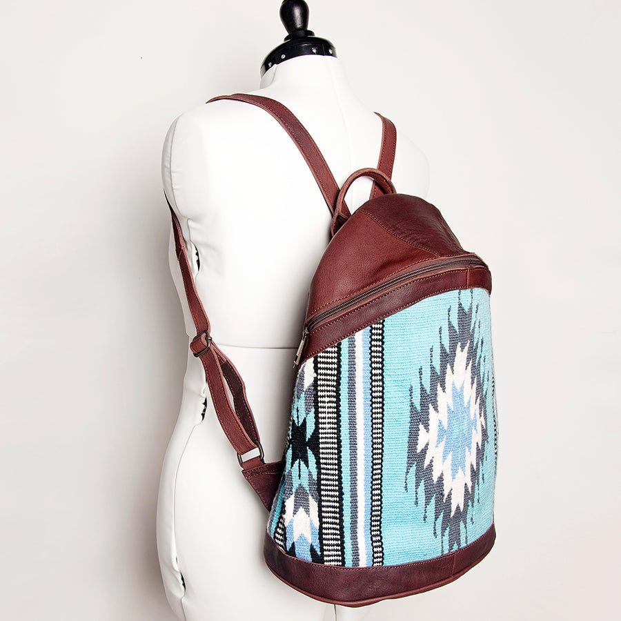 American Darling Backpack Saddle Blanket Fabric Genuine Leather Western Women Bag | for Laptop School Purse Travel