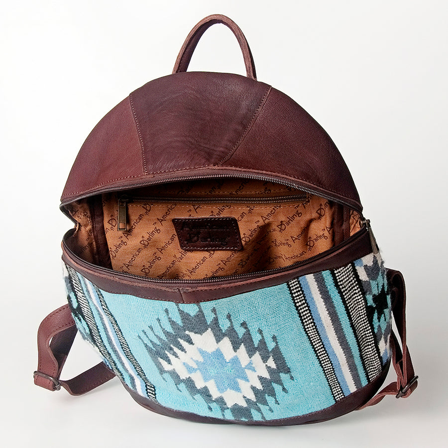 American Darling Backpack Saddle Blanket Fabric Genuine Leather Western Women Bag | for Laptop School Purse Travel