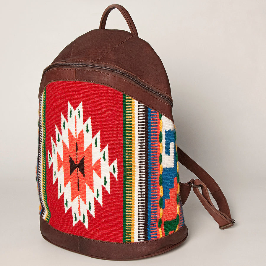 American Darling Backpack Saddle Blanket Fabric Genuine Leather Western Women Bag | for Laptop School Purse Travel - Uhorse