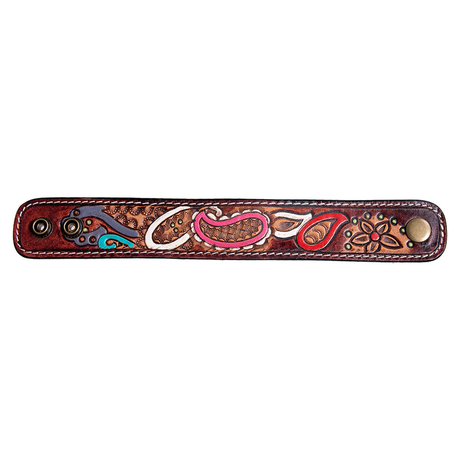 American Darling Bracelet Hand Tooled Carved Genuine Leather Women | Handmade Western Rustic
