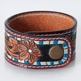 American Darling ADBRF170 Hand tooled carved Genuine Leather Bracelet women