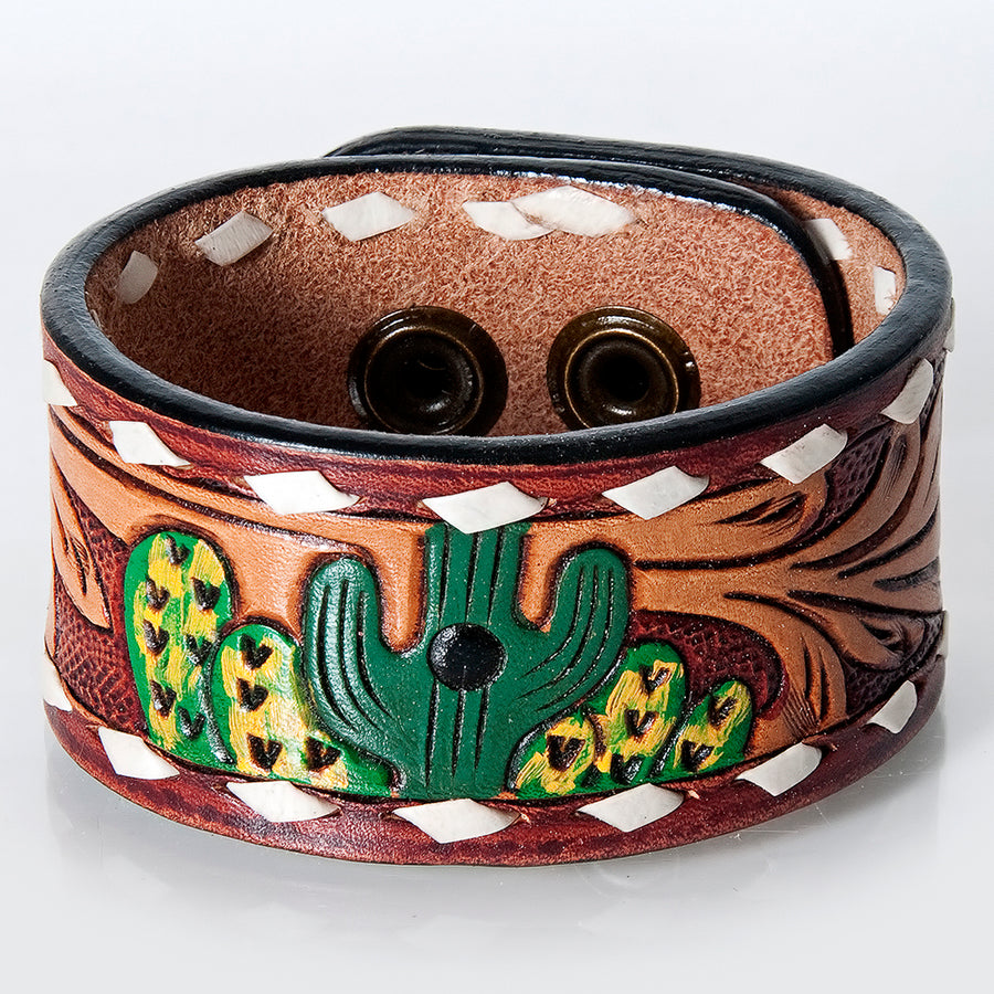 American Darling ADBRF174 Hand tooled carved Genuine Leather Bracelet by Hilason – Cowboy and equestrian accessories