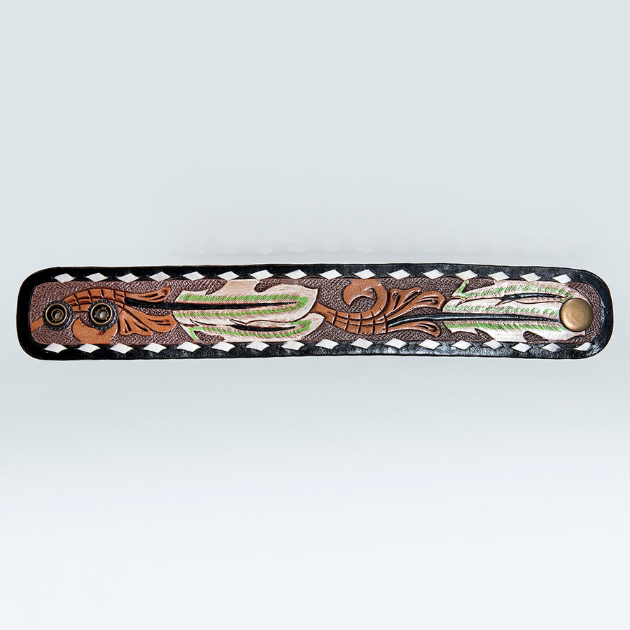 American Darling Bracelet Hand Tooled Carved Genuine Leather Women | Handmade Western Rustic